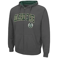 Men's Colosseum Charcoal Colorado State Rams Arch & Logo 3.0 Full-Zip Hoodie