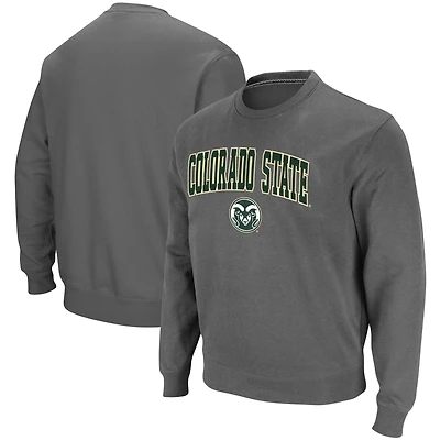 Colosseum Charcoal Colorado State Rams Arch & Logo Tackle Twill Pullover Homme
