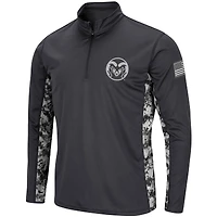 Colosseum Charcoal Colorado State Rams OHT Military Appreciation Digital Camo Lightweight Quarter-Zip Pullover pour homme