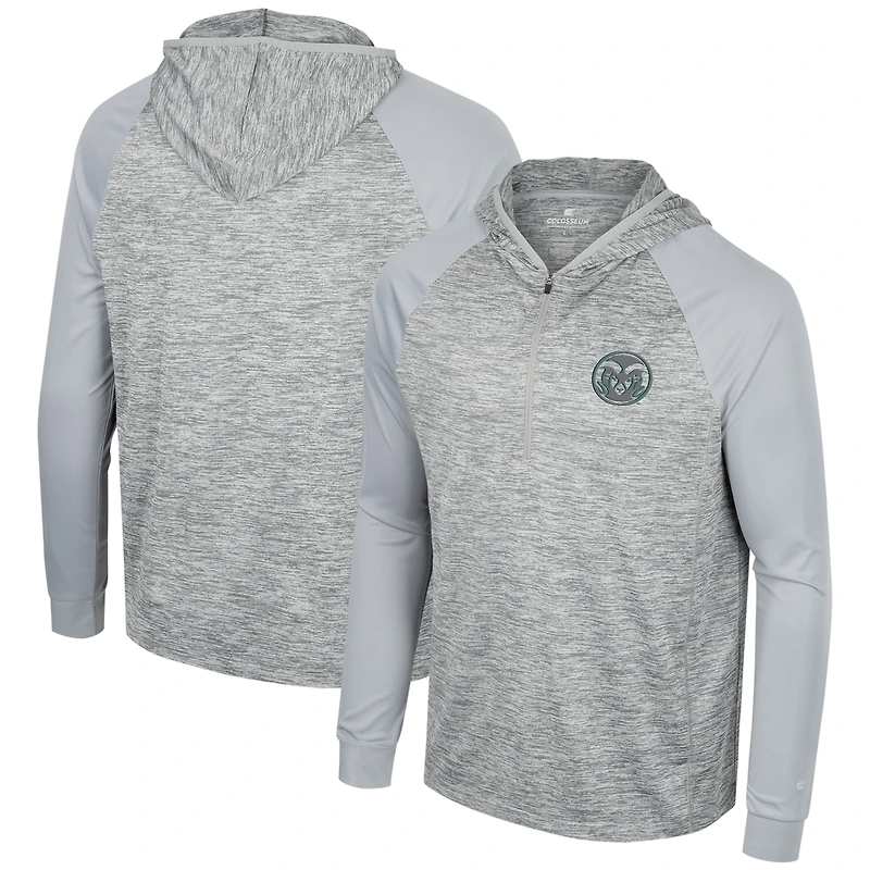 Men's Colosseum Gray Colorado State Rams Cybernetic Raglan Quarter-Zip Hooded Top