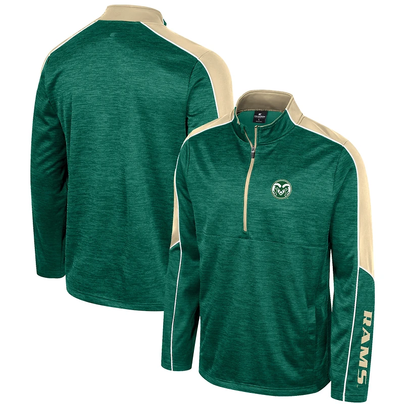 Veste à demi-zip chinée Colosseum Green Colorado State Rams pour hommes