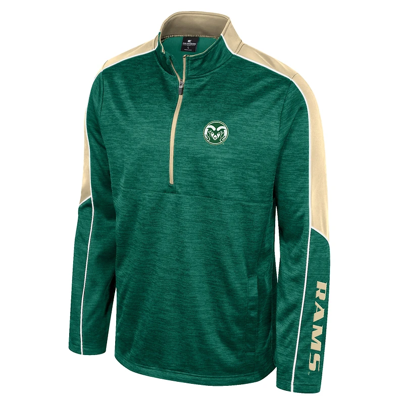 Veste à demi-zip chinée Colosseum Green Colorado State Rams pour hommes