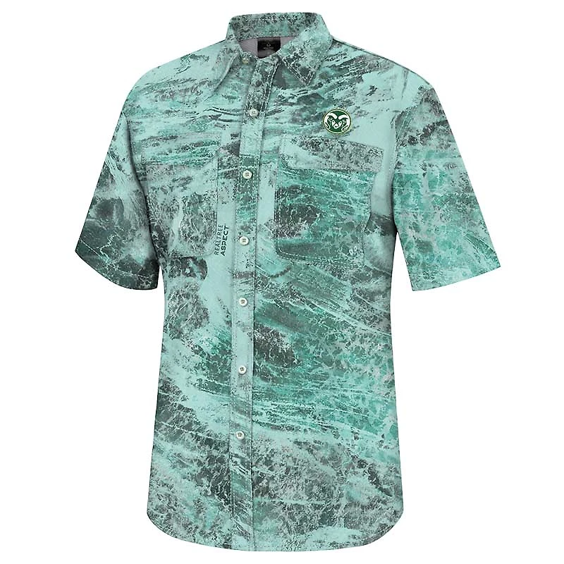 Colosseum Green Colorado State Rams Realtree Aspect Charter Chemise de pêche à boutons complets pour homme