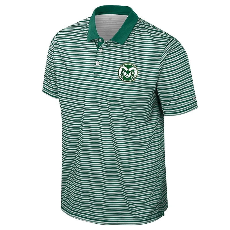 Men's Colosseum Green Colorado State Rams Striped Polo