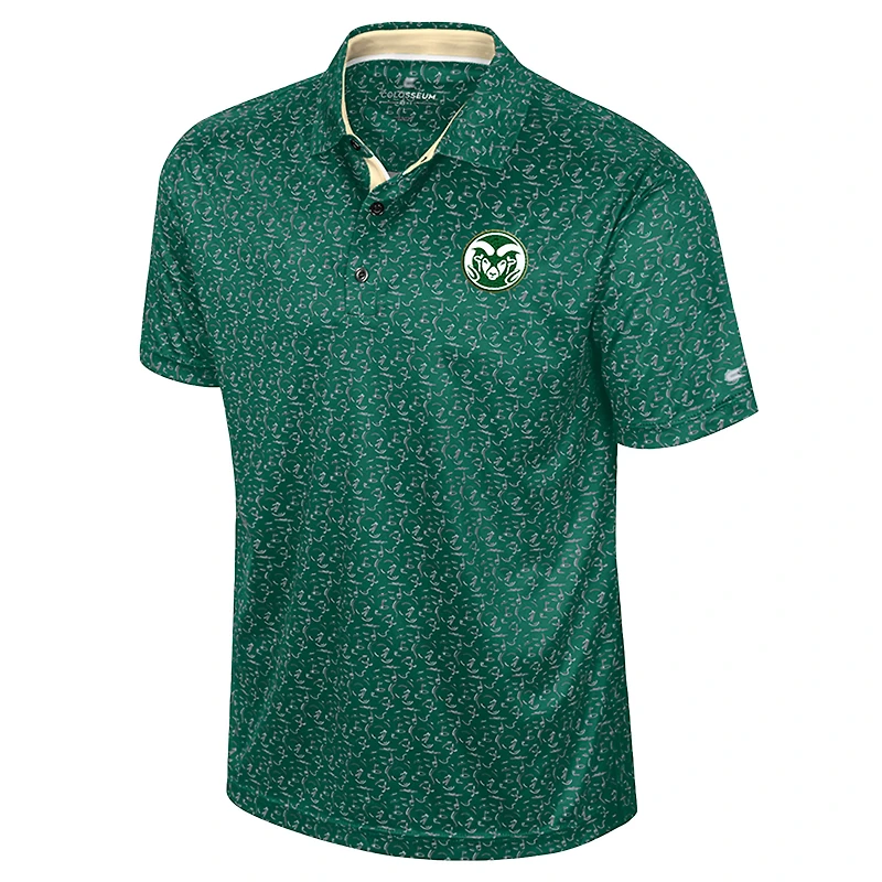Polo de golf sublimé pour homme Colosseum Green Colorado State Rams