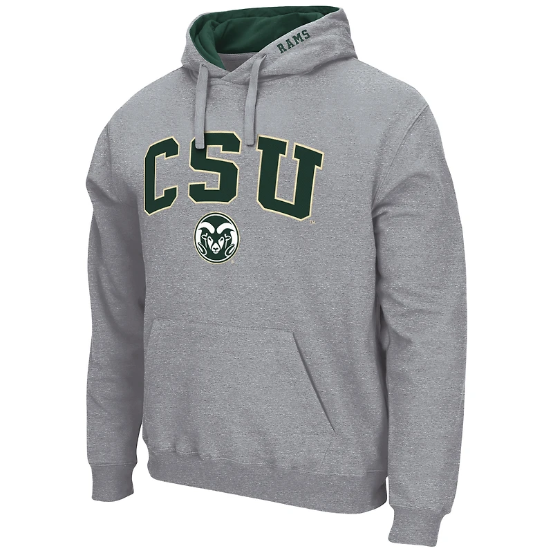Chandail à capuchon Colosseum gris chiné pour homme Colorado State Rams Arch et logo