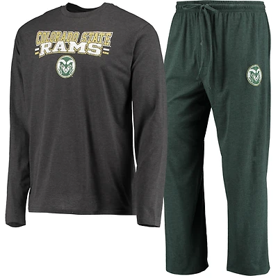 Concepts Sport pour homme vert/anthracite chiné Colorado State Rams Meter T-shirt à manches longues et pantalon Ensemble de nuit