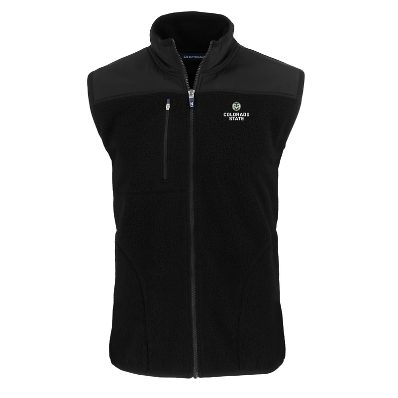 Men's Cutter & Buck  Black Colorado State Rams Cascade Eco Sherpa Fleece Full-Zip Vest