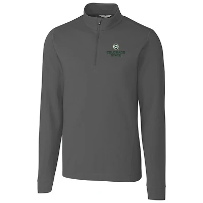 Men's Cutter & Buck Gray Colorado State Rams Collegiate Big Tall Traverse Half-Zip Jacket
