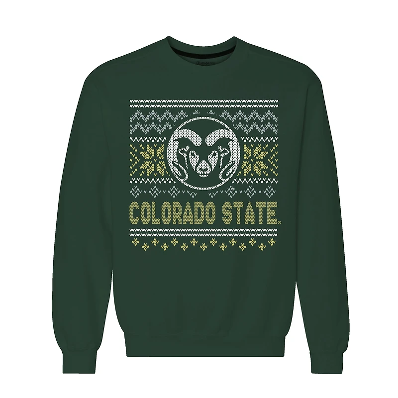 Men's Green Colorado State Rams Holiday Fleece Crewneck Sweatshirt