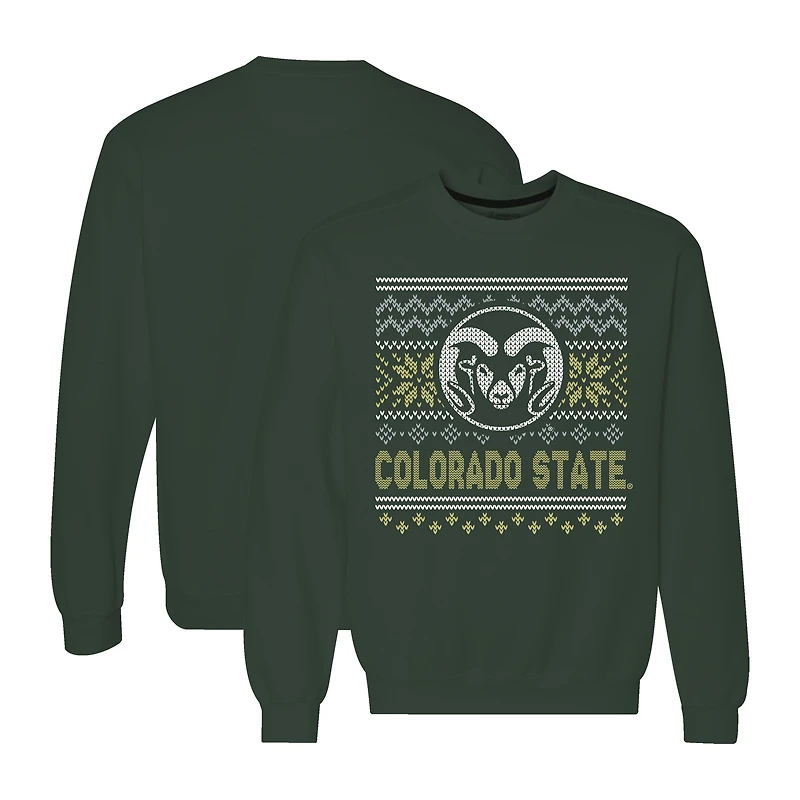 Men's Green Colorado State Rams Holiday Fleece Crewneck Sweatshirt