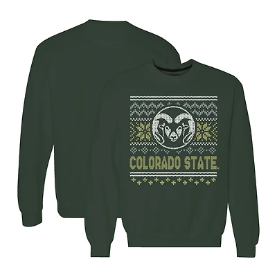 Men's Green Colorado State Rams Holiday Fleece Crewneck Sweatshirt