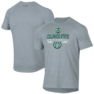 T-shirt de performance raglan gris pour homme, modèle Softball Icon des Colorado State Rams, Under Armour