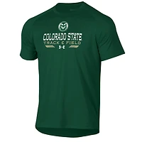 T-shirt technique Under Armour vert pour homme, motif athlétisme des Colorado State Rams