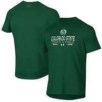 T-shirt technique Under Armour vert pour homme, motif athlétisme des Colorado State Rams