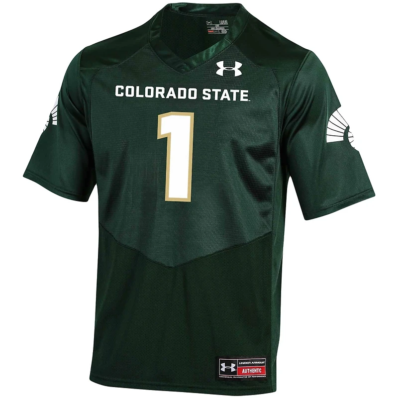 Men's Under Armour #1 Green Colorado State Rams Replica Football Jersey