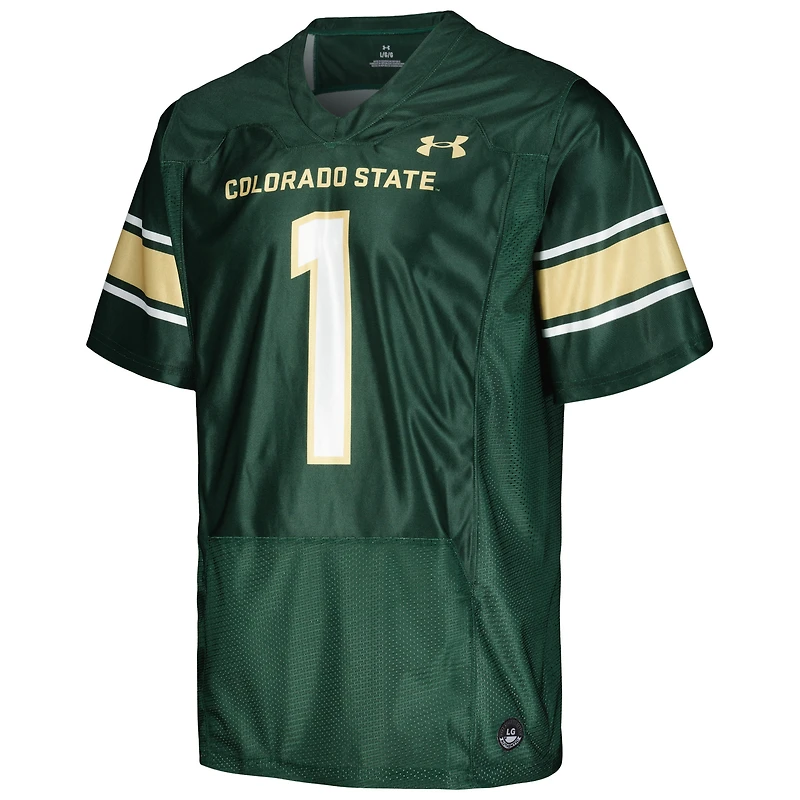 Men's Under Armour #1 Green Colorado State Rams Replica Football Jersey