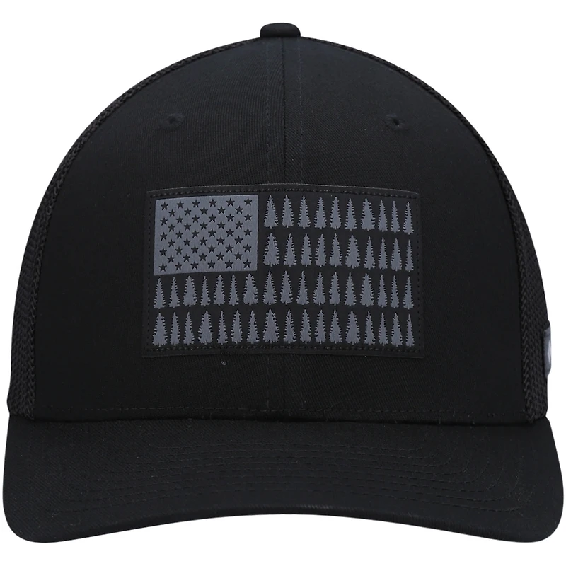 Men's Columbia Black Mesh Tree Flag Flex Hat