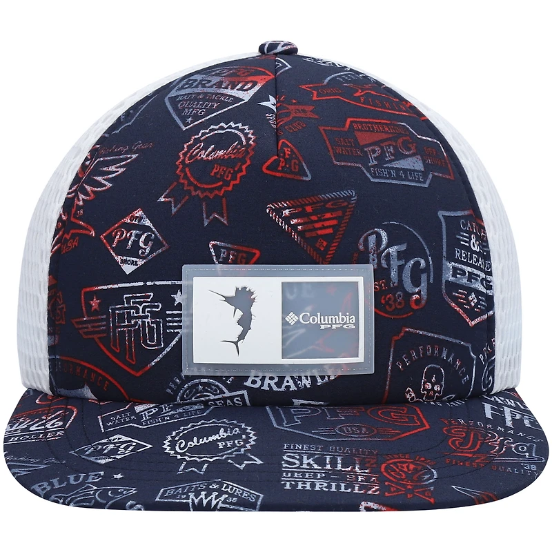 Casquette Columbia Navy Logo PFG Floating Snapback pour homme