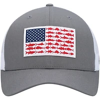 Men's Columbia PFG Graphite Fish Flag Mesh Trucker Snapback Hat
