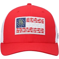 Casquette Snapback de camionneur en maille avec drapeau de poisson rouge Columbia PFG pour hommes