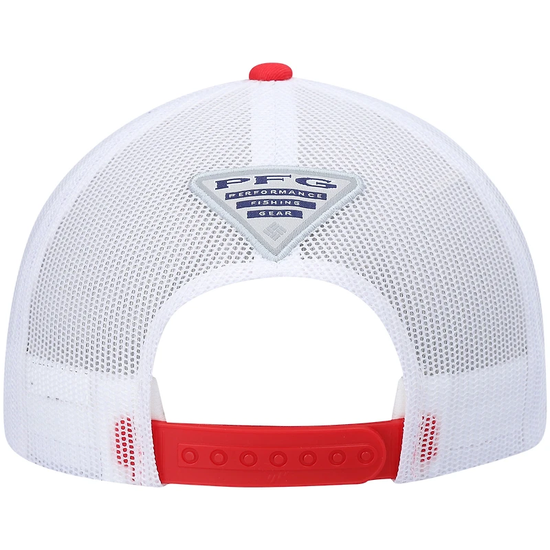 Casquette Snapback de camionneur en maille avec drapeau de poisson rouge Columbia PFG pour hommes