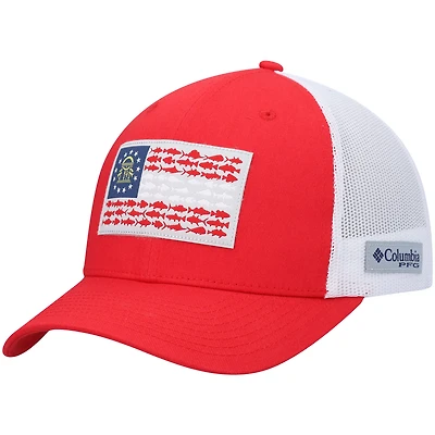 Casquette Snapback de camionneur en maille avec drapeau de poisson rouge Columbia PFG pour hommes