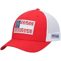 Casquette Snapback de camionneur en maille avec drapeau de poisson rouge Columbia PFG pour hommes