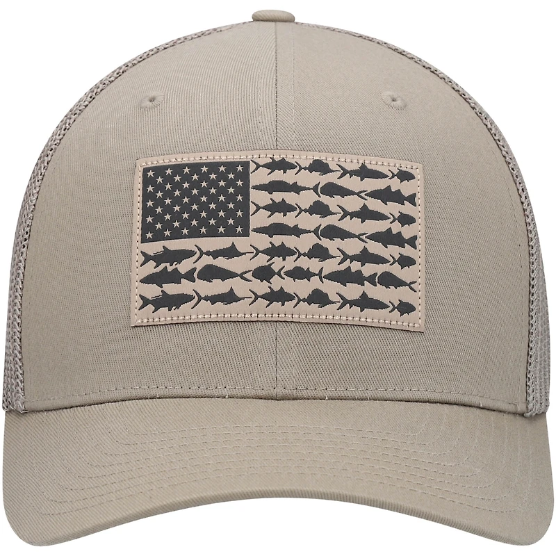 Men's Columbia PFG Tan Fish Flag Mesh Flex Hat