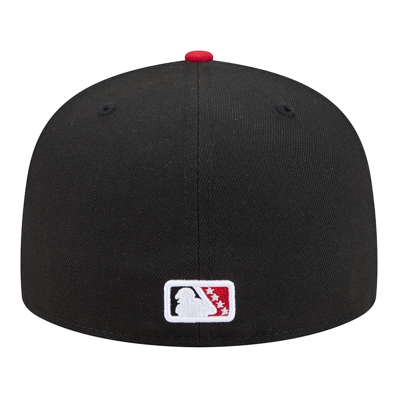 Casquette ajustée New Era 59FIFTY pour homme, noire et rouge, Columbia Fireflies Minor League Theme Nights