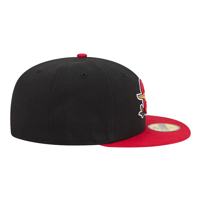Casquette ajustée New Era 59FIFTY pour homme, noire et rouge, Columbia Fireflies Minor League Theme Nights
