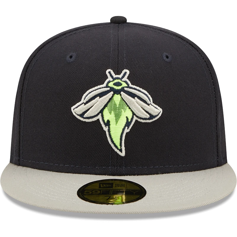 Men's New Era Navy Columbia Fireflies Authentic Collection Road 59FIFTY Fitted Hat