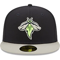 Men's New Era Navy Columbia Fireflies Authentic Collection Road 59FIFTY Fitted Hat