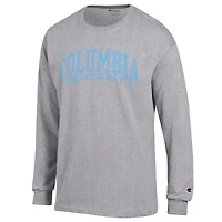Men's Champion  Heather Gray Columbia University Basic Arch Long Sleeve T-Shirt