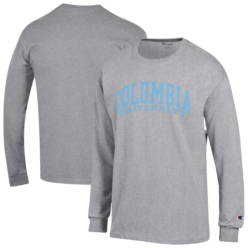 Men's Champion Heather Gray Columbia University Basic Arch Long Sleeve T-Shirt