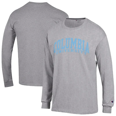 T-shirt à manches longues Basic Arch gris chiné Champion pour homme de l'Université Columbia