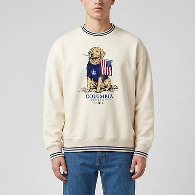 Unisex Uscape Apparel Cream Columbia University Americana Good Boy Ribbed Premium Sweatshirt
