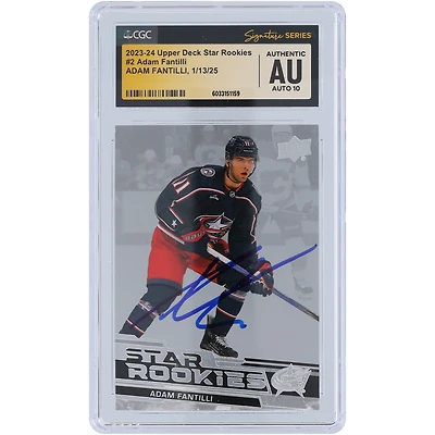 Adam Fantilli Columbus Blue Jackets autographié 2023-24 Upper Deck Star Rookies #2 CGC Fanatics a été témoin d'une carte recrue Auto 10 authentifiée