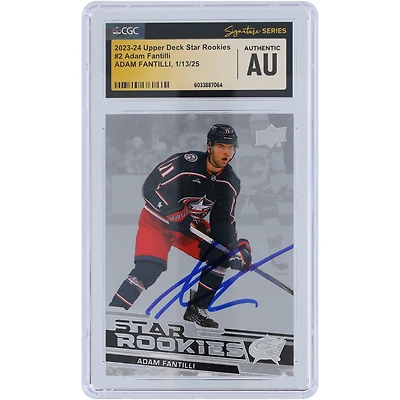 Adam Fantilli Columbus Blue Jackets autographié 2023-24 Upper Deck Star Rookies #2 CGC Fanatics a été témoin d'une carte de recrue authentifiée