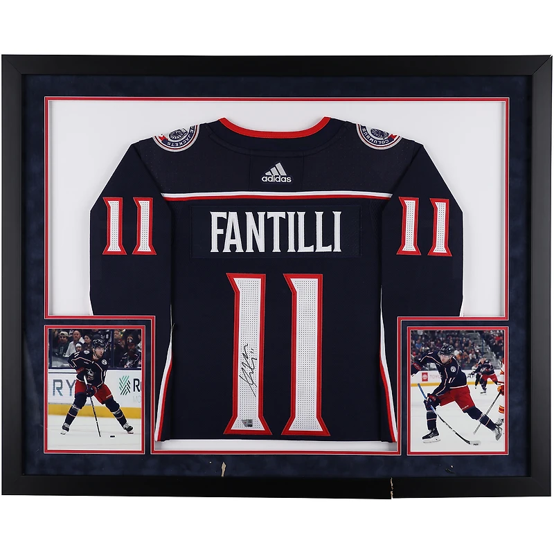 Adam Fantilli Columbus Blue Jackets Autographed Deluxe Framed Navy adidas Jersey