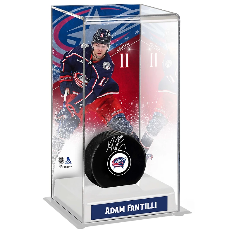 Rondelle de hockey autographiée par Adam Fantilli des Blue Jackets de Columbus avec étui de luxe