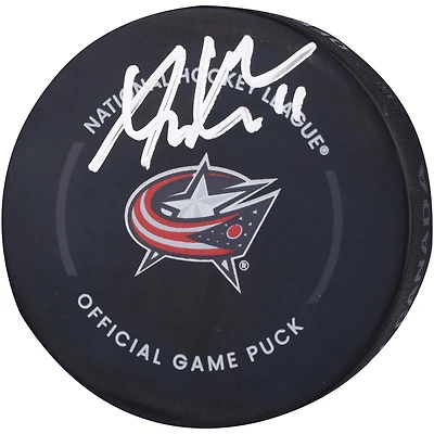 Rondelle de match officielle autographiée par Adam Fantilli des Blue Jackets de Columbus