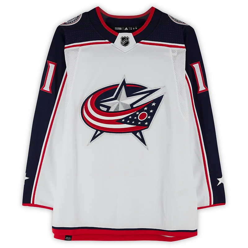 Maillot adidas authentique blanc autographié par Adam Fantilli des Columbus Blue Jackets