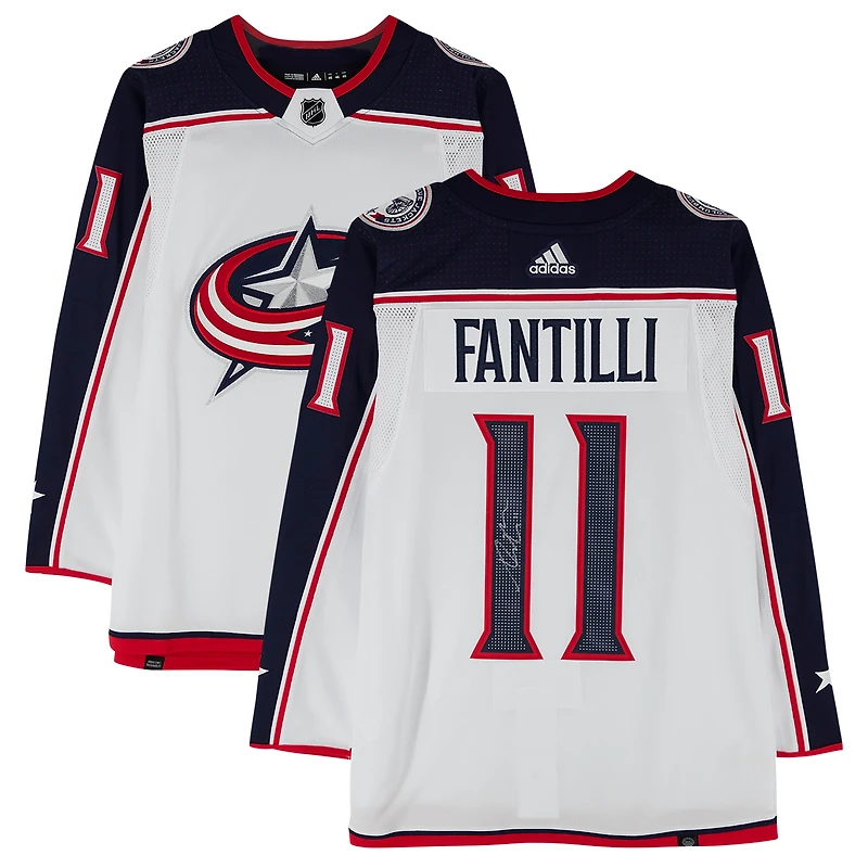Maillot adidas authentique blanc autographié par Adam Fantilli des Columbus Blue Jackets