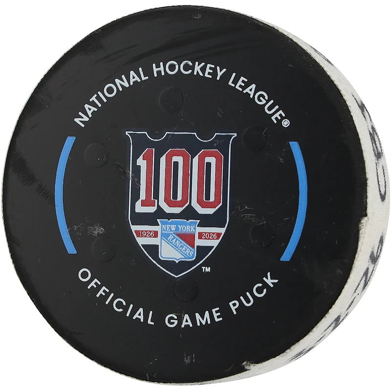 Adam Fantilli Columbus Blue Jackets Game-Used Goal Puck from March 2, 2026 vs. New York Rangers