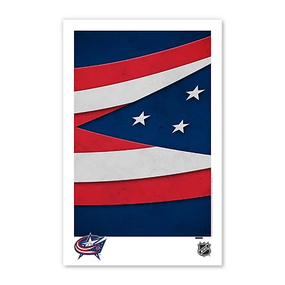 Affiche minimaliste avec logo des Blue Jackets de Columbus 11" x 17"