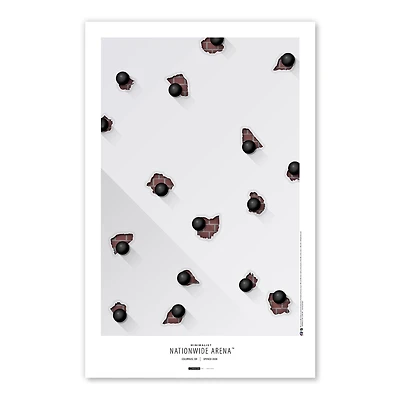 Affiche minimaliste du stade des Blue Jackets de Columbus 11" x 17"