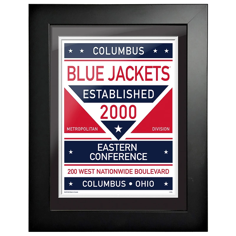 Columbus Blue Jackets - 12'' x 16'' Œuvre d'art encadrée bicolore