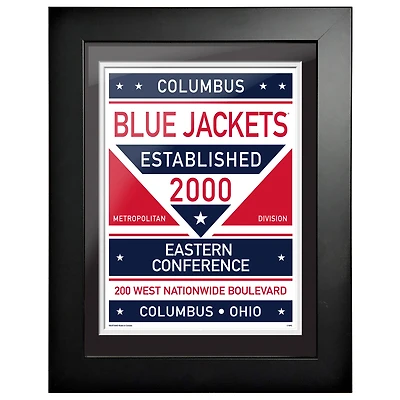 Columbus Blue Jackets - 12'' x 16'' Œuvre d'art encadrée bicolore
