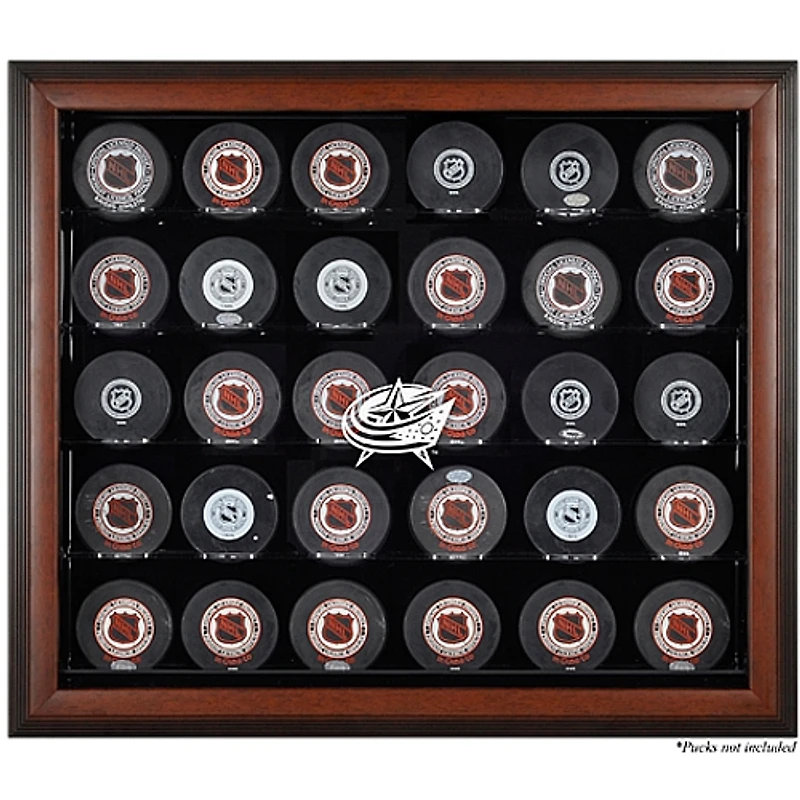 Columbus Blue Jackets 30-Puck Brown Display Case